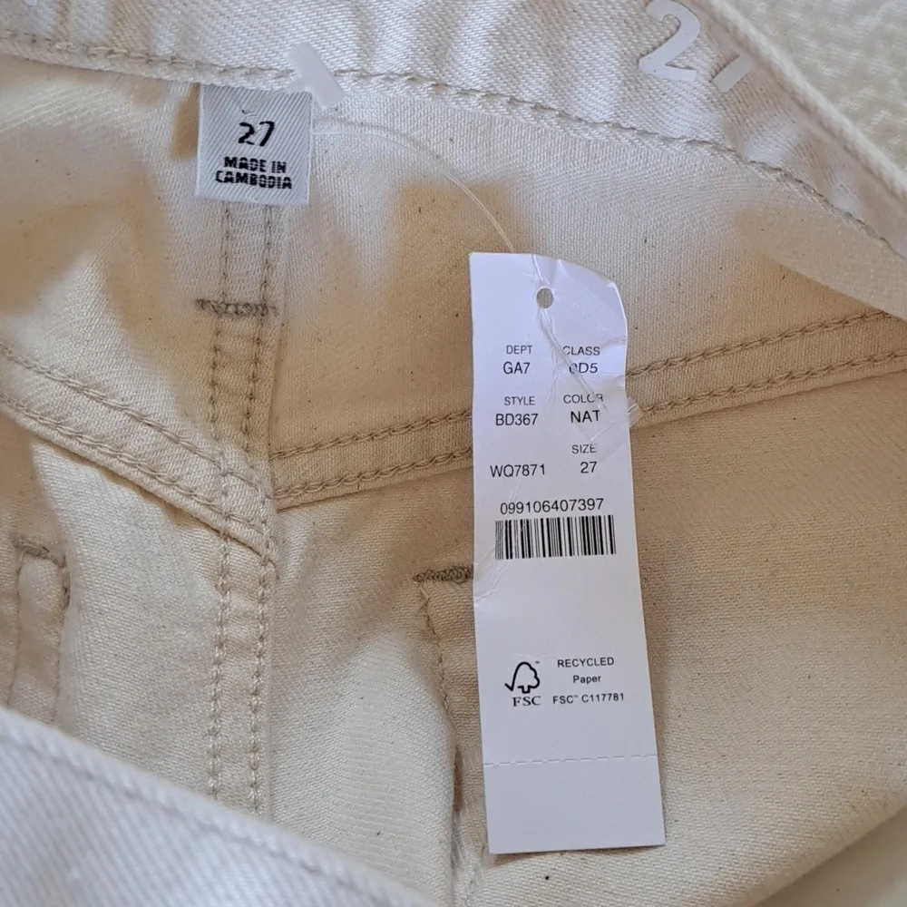 NWT J.Crew Womens 100% Ecru Cotton Slouchy Boyfriend High Rise‎ Ankle Jeans 27